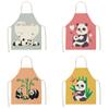 Cooking Bakery Chef Apron Cartoon Panda Parent-Child Children's Apron Linen Kitchen Apron Home Coffee Shop Cleaning Accessories