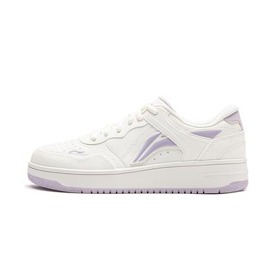 Li Ning Tianji Скользкие, износостойкие, увеличивающие рост, низкие кеды для скейтборда, женские, белые с фиолетовым, AGCW066-4