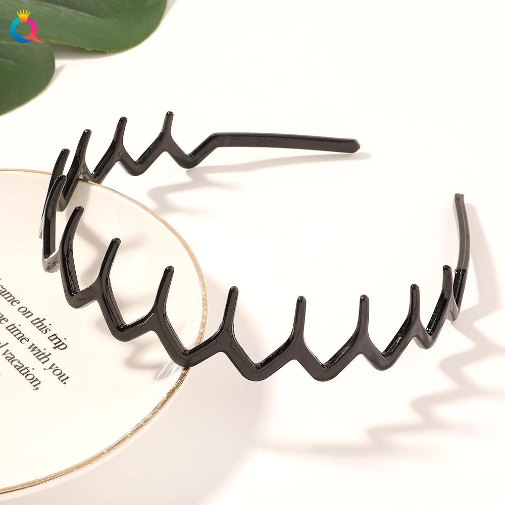 Нескользящая зубчатая повязка на голову с нажимом на волосы, челка, сломанная повязка на голову, простая черная коричневая повязка на голову для женщин