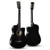 38"" Full Size Adult 6 Strings Cutaway Folk Acoustic Guitar for Students Beginners (Black)