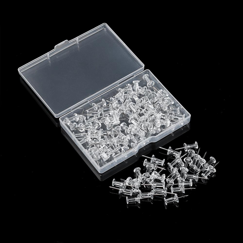 100 Pcs High Quality Plastic Buttons Pins Drawing Pins Push Pins Clear Push Pins Stationery Supplies
