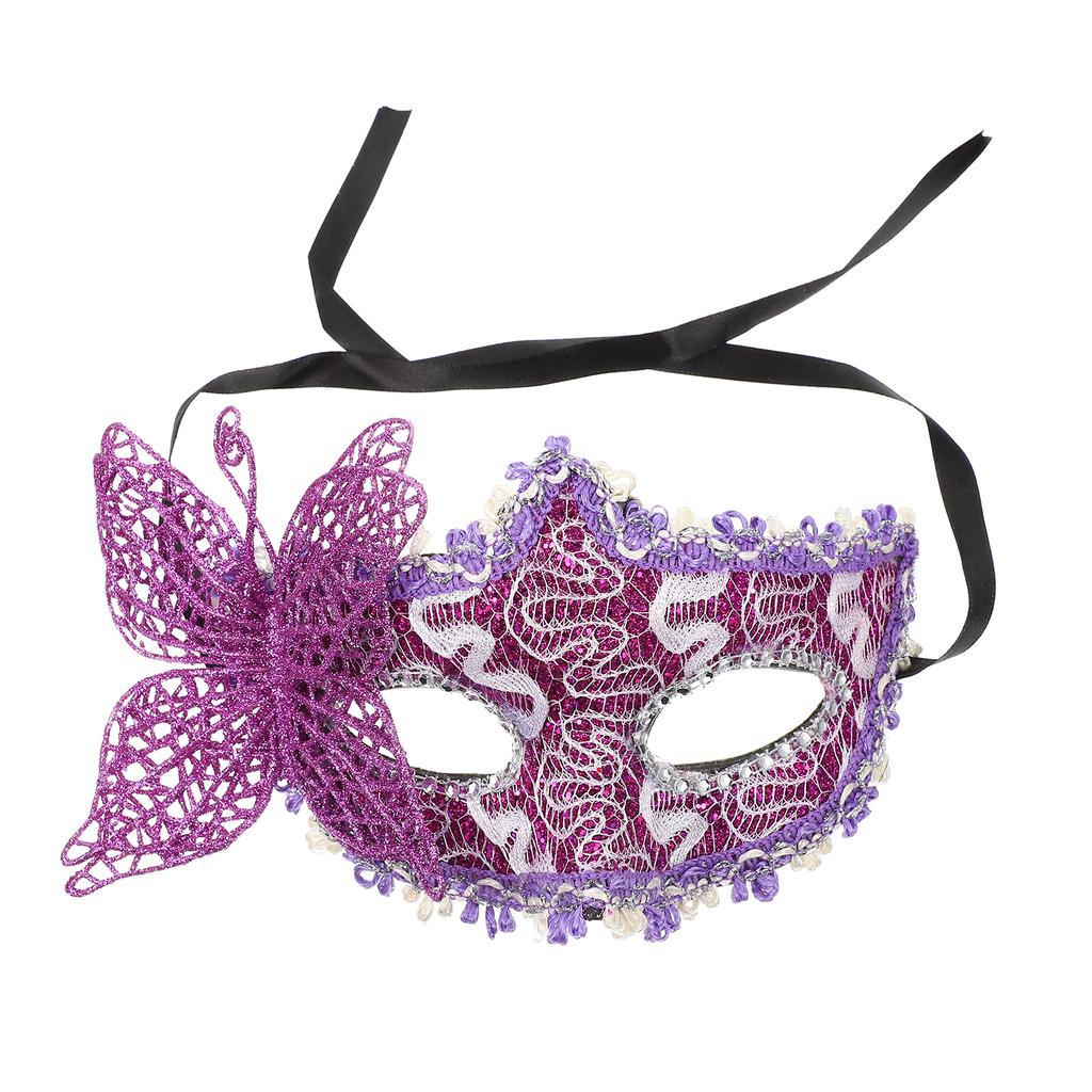 Butterfly Masquerade Ball Mask Lace Plastic Half Face Mask for Women Party Costume Halloween Cosplay Accessory