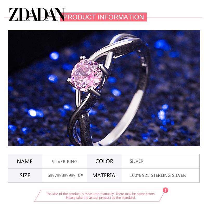 925 Sterling Silver Pink Zircon Rings for Women Fashion Wedding Jewelry