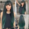 HAIRCUBE Длинные прямые темно-зеленые синтетические парики Косплей волосы с челкой Женские парики Ежедневное использование Термостойкие парики