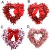 Tinsel Heart Shaped Wreath with Bow for Front Door Valentine's Day Red Pink Heart Wreath