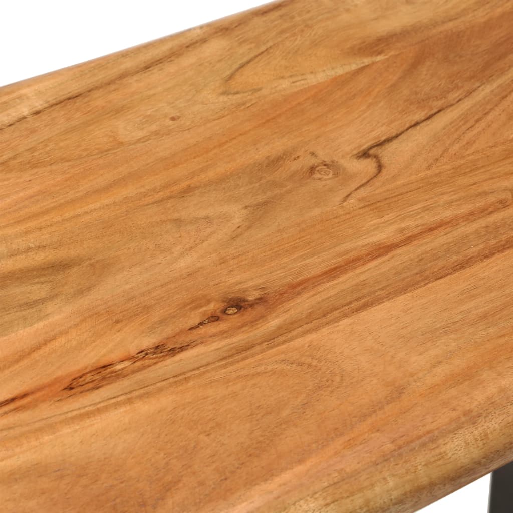 Solid Wood Bench with Natural Edge 110 cm Acacia Wood and Steel
