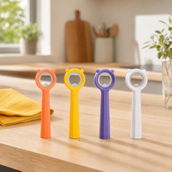 Cute Bear Bottle Opener, Stainless Steel Beer Cap Remover with Non Slip Handle, Portable Kitchen Bar Tool for Soda, Gift for Men Women