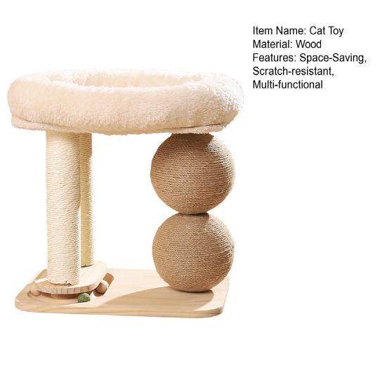 Кошачье дерево-башня с плюшевой лежанкой, когтеточками из сизаля, шариками, интерактивной дорожкой с шариком, многофункциональная кошачья мебель для игр и отдыха домашних кошек