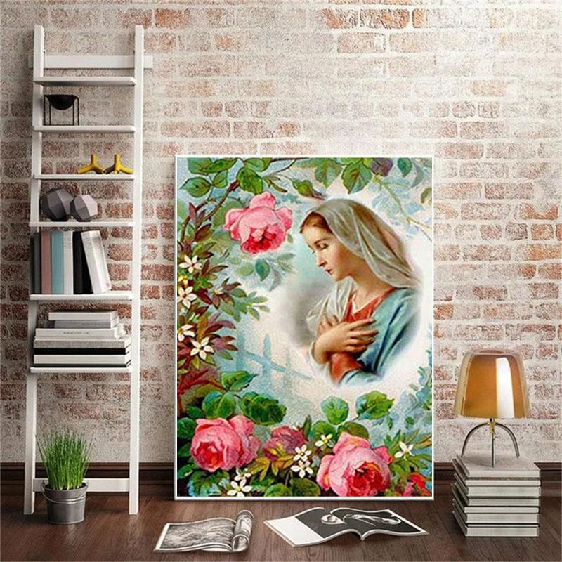 DIY Diamond Painting The Virgin Mary Cross Stitch Kit Mosaic Art Diamond Painting Full Circle Diamond Home Decoration