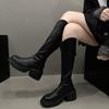 Fashion 2024 Winter Women's Elegant High-heeled Boots Thick-soled Winter New Style Knee-high Back Zipper High Boots