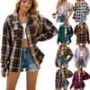 Autumn Winter Thick Long Shirts Lapel Long Sleeve Pocket Button Checkered Shirt Casual Plaid Blouse Jacket Top for Women