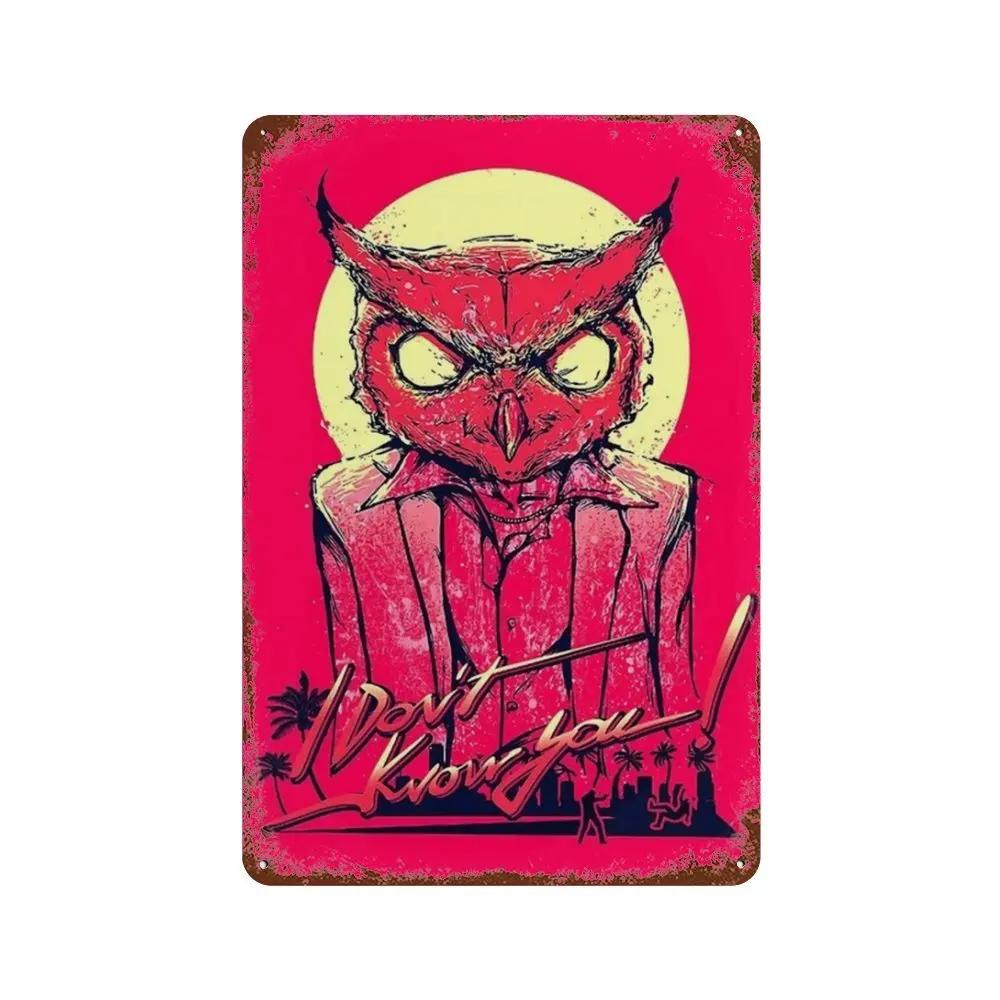 Постер Hotline Miami Горячие Классические Постеры Приключенческой Игры и Металлическая Жестяная Табличка Настенное Искусство Декорация Табличка Мужская Пещера Домашний Декор студия