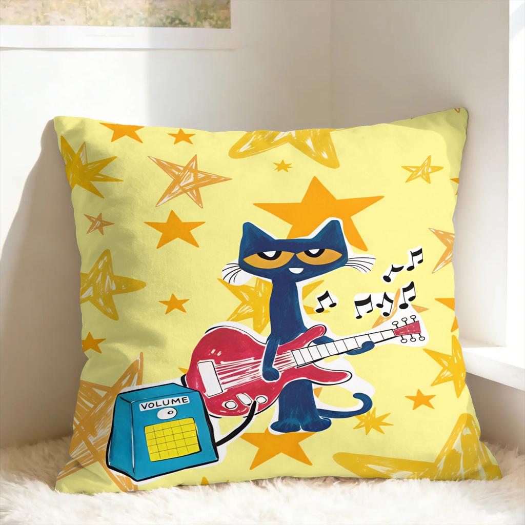Pillow Cover P-Pete The Cat Funny Pillow Case For Sofa Home Decor Pillowcases