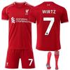 Футбольная форма на заказ для подростков, детей и взрослых, сезон 25/26, домашний комплект «Ливерпуля» №7, спортивная тренировочная футболка Wirtz с носками.
