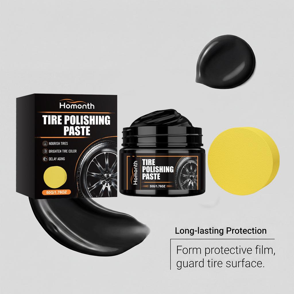 HOMONTH Tire Care Cream Car Tire Blackening Restorer Polish Shine Renew Daily Maintenance High Gloss Long-Lasting Universal