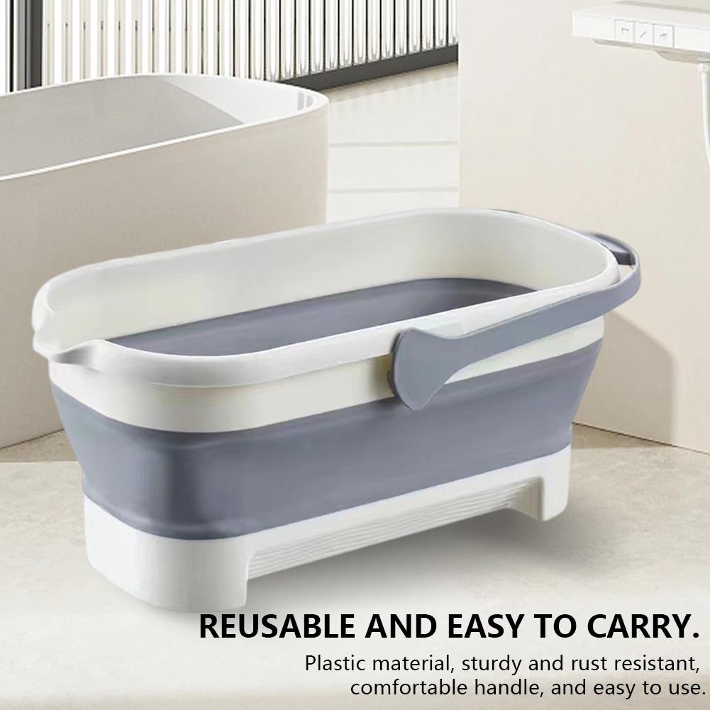 Прямоугольное ведро для швабры с ручкой, пластиковая раковина для мытья, портативная, большая емкость, складная, противоскользящая, для кемпинга, путешествий, пикника