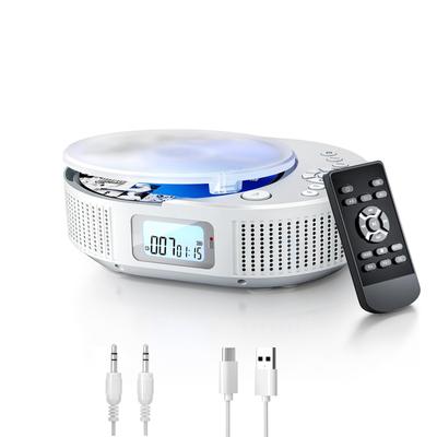 Портативный CD-плеер FELEMAN с Bluetooth, перезаряжаемый аккумулятор 2000 мАч, CD-плеер с таймером отключения, светодиодный, пылезащитный, прозрачный, Bluetooth и язык музыки, включая плод