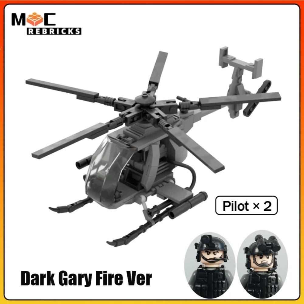 Военная серия Второй мировой войны Новые вертолеты MH-6 Little Bird с солдатами MOC Строительные блоки Самолет Стенд для демонстрации Кирпичи Игрушки Подарки