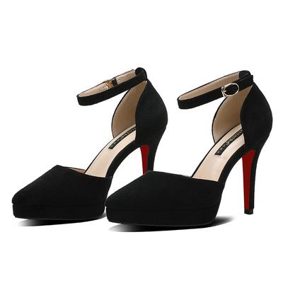 Женские замшевые сандалии на платформе 10 см и платформе 2 см, женские фетиш-шпильки для ночного клуба, туфли-лодочки для выпускного вечера с красной подошвой, черные туфли