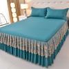 Lace Bed Skirt Bedspread Single Piece Ruffled Solid Color Bedspread Single Layer Brushed Princess Style Three-Piece Set