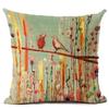 Animal Bird Pattern Cushion Cover Bird Cotton Linen Decorative Pillowcase For Sofa Plant Pillow Case Cover Kussensloop Almohada