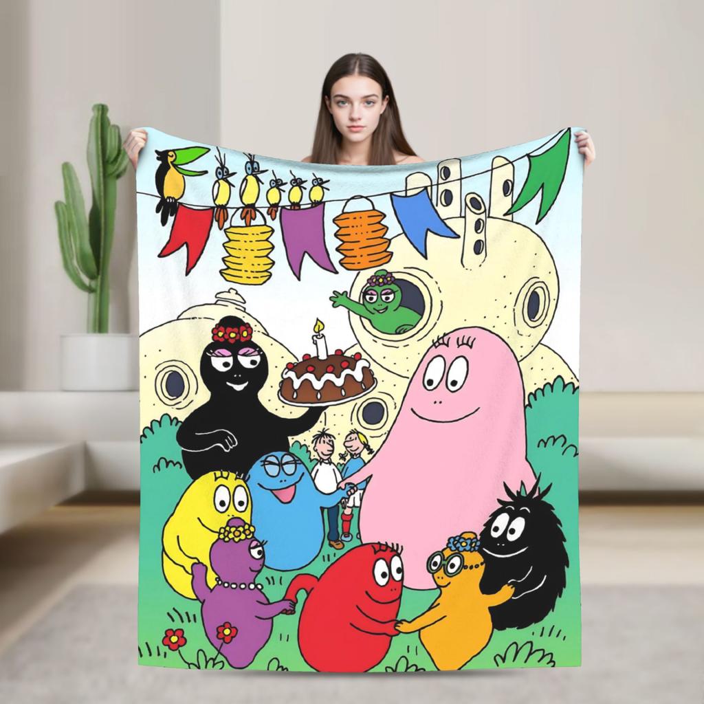 Barbapapa Barbamama Family  Flannel Blankets  Warm Throw Blanket for Bedroom Travel Pattern Bedspread Sofa Bed Cover