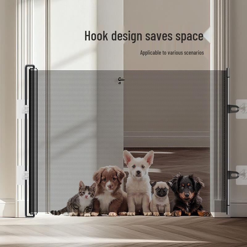 Punch-Free Retractable Pet Barrier: Dog & Cat Isolation Fence