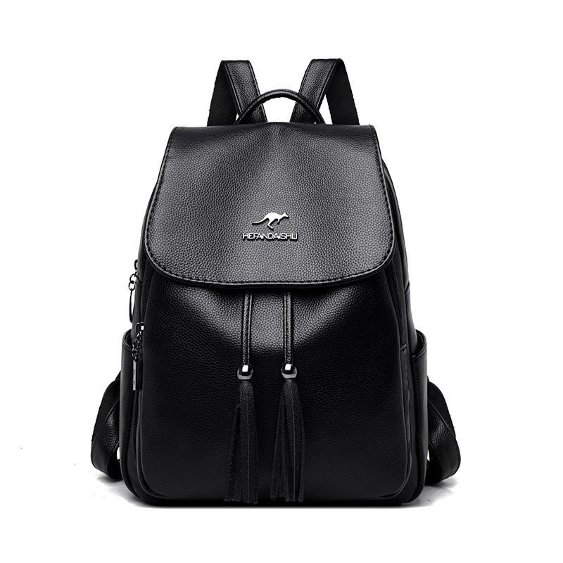 Schoolbag1011 New Women's Backpack Simple Versatile Tassel Large Capacity Mom Travel Backpack Student Backpack 1188
