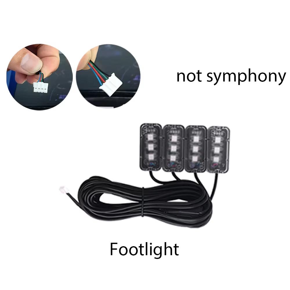 Dual Zone 18 in 1 RGB 64 Colors Acrylic Strip Car LED Ambient Light 35/75CM 110CM Parts Replacement Accessories (4 wires 4 pins) Neon Lights 4