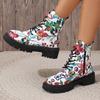 2024 Large Women's Multicolor Martin Boots with Low Heel - European and American Fashion