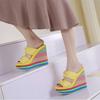 Туфли на платформе Женские босоножки на танкетке Модные радужная подошва Удобные босоножки для вечеринок Летняя обувь