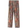 Summer Women Harem Pants Casual High Waist Pants Printed Elastic Waist Middle Mom's  Straight Leg Pants