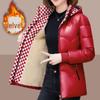 2024 Fleece-Lined Women's Cotton Jacket: Vietnamese New Year Style, Hooded & Shiny