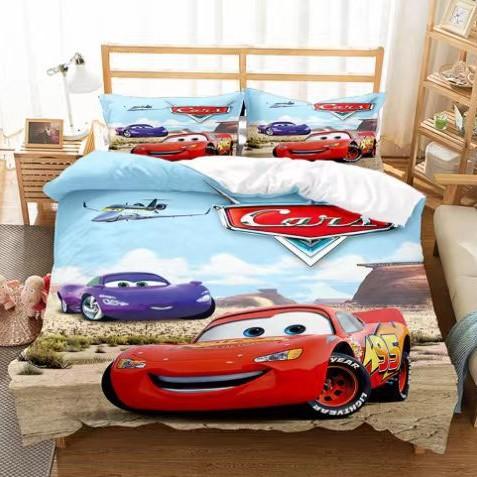 3D Digital Printing Three-Piece Anime Cars Quilt Cover Bedding Bedding Kit
