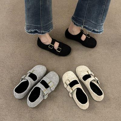 Женские большие пушистые уличные туфли Мэри Джейн - Теплые, с мягкой бархатистой подошвой для осени и зимы