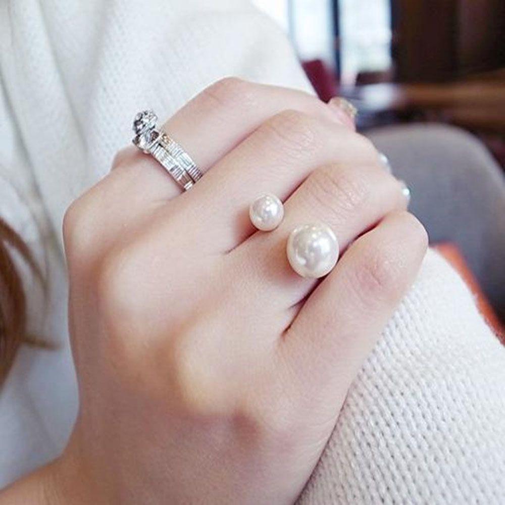 Party Street Shoot Imitation Pearl Women Fashion Accessories Jewelry Finger Ring Opening Ring