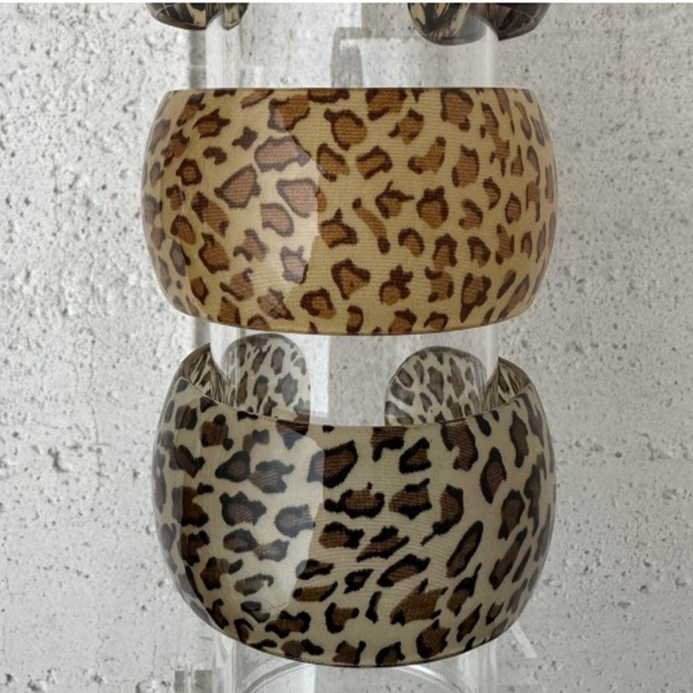 Европейско-американский стиль Леопардовый принт Манжеты-браслеты из смолы Преувеличенный браслет Широкий открытый браслет Подарок