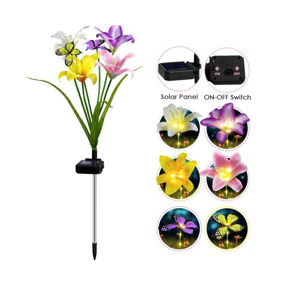 Flower Decor Solar Garden Lights Butterfly Design Garden Courtyard Lamp Landscape Lighting
