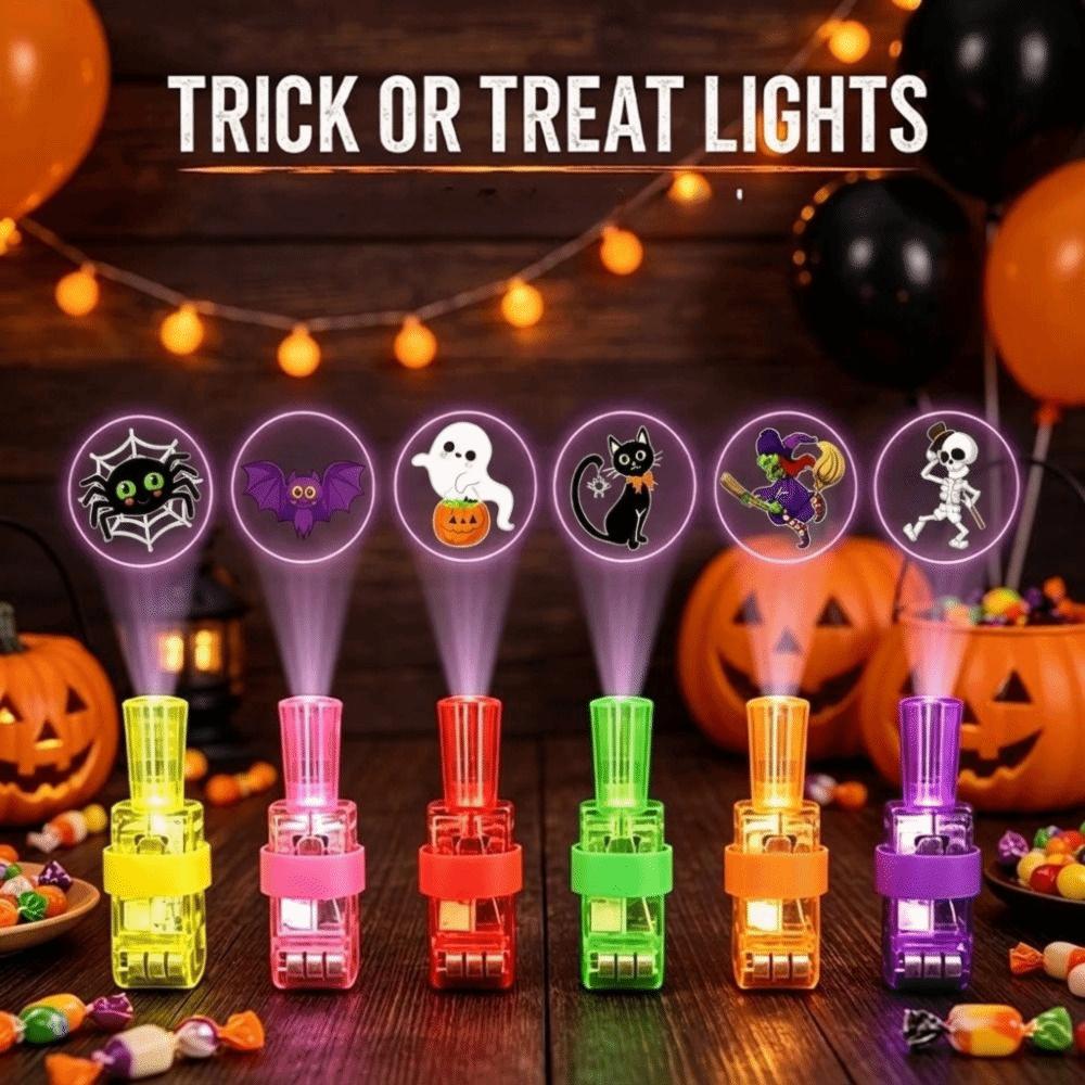 12 Piece Clear Patterns Halloween LED Finger Projector Light Projection Finger Lights Party