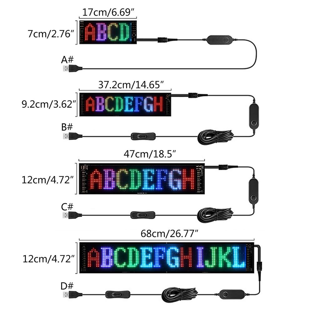 Светодиодная пиксельная панель, прокручивающаяся реклама, знаки на заднем стекле автомобиля, гибкий адресуемый USB 5 В, прокручивающийся текст, анимационный дисплей