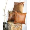 (Pack of 3) Vintage Tan Leather Pillow Cover: Genuine Cowhide Cushion  Gift For Her Him Birthday Anniversary