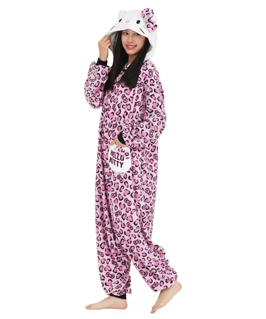Флисовый кигуруми с персонажем Размер подходит для Sanrio Leopard Kitty [SAZAC] (Один Все)