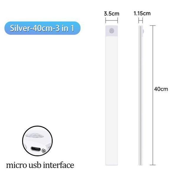 1шт светодиодный датчик движения для шкафа, освещение под столешницей, интеллектуальное освещение, беспроводные магнитные USB-аккумуляторные кухонные ночники