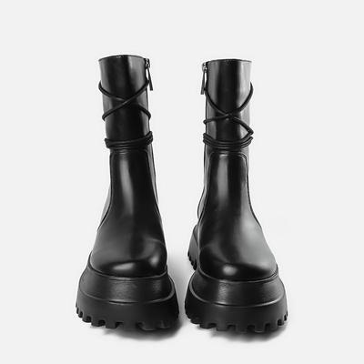 Ботинки Мартин на толстой подошве 2025 осень и зима новые женские из мягкой кожи ботильоны Spice Girls шнуровка сзади боковая молния ботинки рыцарские