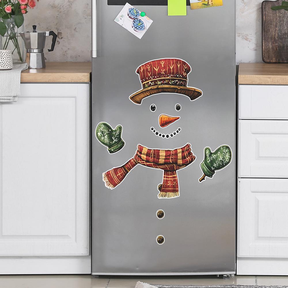 Christmas Snowman Refrigerator Sticker Kitchen Home Beautification Wall Sticker