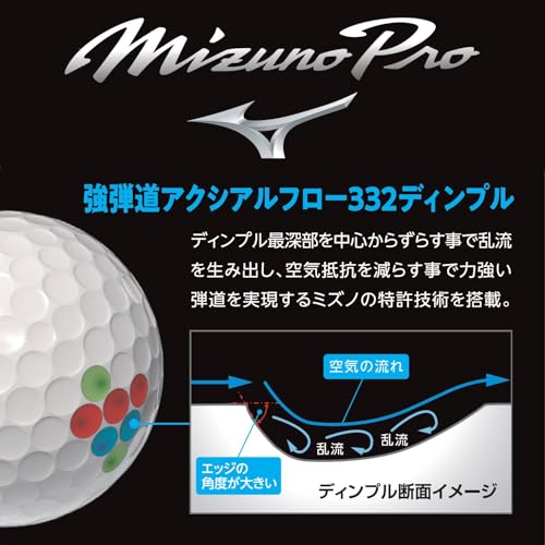 MIZUNO Golf Ball Pro S X Soft feel Mid-high trajectory Urethane cover Axial Flow 332 dimples 3-piece structure