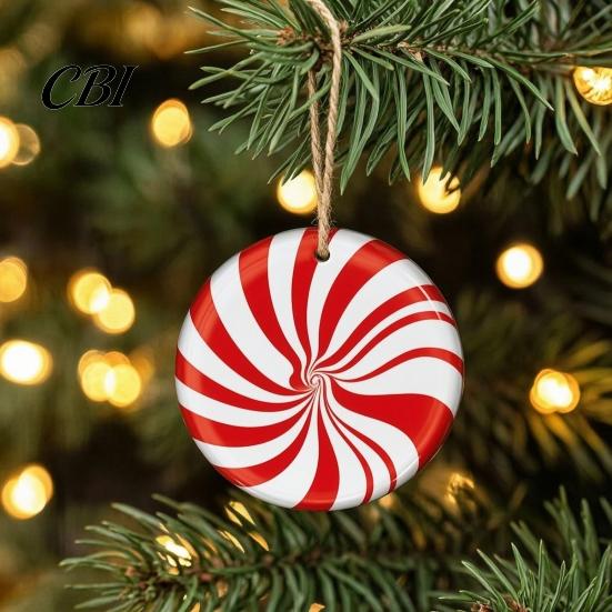 Christmas Photo Props 12/24/36Pcs Candy Cane Ornaments, Wooden Xmas Tree Decor with Red Green Rustic Striped Color, Holiday Hanging Decorations
