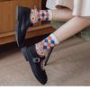 Novelty Harajuku Retro Summer Thin Transparent Glass Socks Women Girls Floral Print Cute Socks Japanese Style Crystal Silk Socks