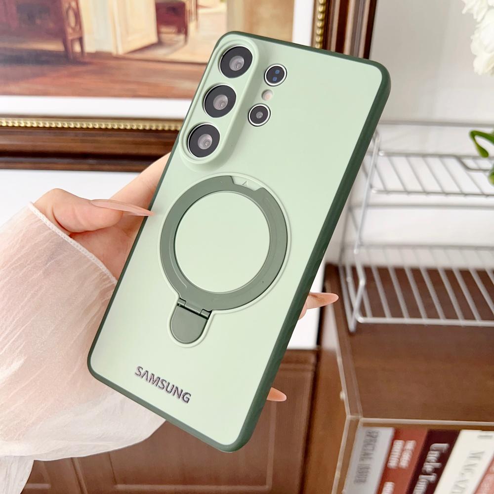 Магнитный металлический держатель с вращением на 360° Силиконовый чехол для телефона для Samsung S26 S25 S24 S22 Ultra S26 Plus A57 для чехла Magsafe
