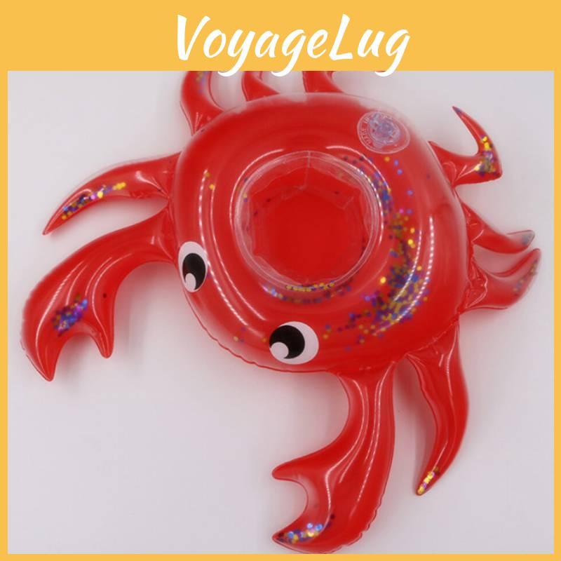 Pvc Inflatable Water Toy Red Crab Coaster Floating Cup Holder For Pool Parties